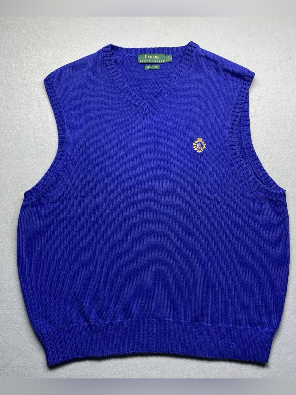 Lauren Ralph Lauren Sweater Vest Blue Cotton V-Neck Women’s M